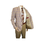 Men Sport Coat by Berlusconi Turkey Italian Wool Super 180's #671 - 15 Tan Burg - J.Valintin Men's Wear Legend - 98952