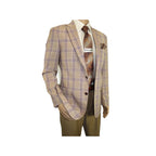 Men Sport Coat by Berlusconi Turkey Italian Wool Super 180's #671 - 15 Tan Burg - J.Valintin Men's Wear Legend - 98952