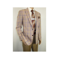 Men Sport Coat by Berlusconi Turkey Italian Wool Super 180's #671 - 15 Tan Burg - J.Valintin Men's Wear Legend - 98952