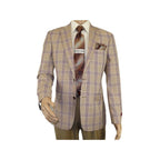 Men Sport Coat by Berlusconi Turkey Italian Wool Super 180's #671 - 15 Tan Burg - J.Valintin Men's Wear Legend - 98952