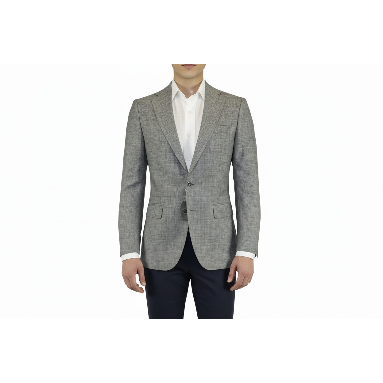 Men Sport Coat by Berlusconi Turkey Soft European Plaid #AT77 02 Gray Linen