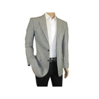 Men Sport Coat by Berlusconi Turkey Soft European Plaid #AT77 02 Gray Linen - J.Valintin Men's Wear Legend - 98939
