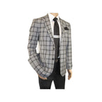 Men Sport Coat by Berlusconi Turkey Soft European Plaid #MK80 06 Black Gray - J.Valintin Men's Wear Legend - 98970