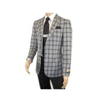Men Sport Coat by Berlusconi Turkey Soft European Plaid #MK80 06 Black Gray - J.Valintin Men's Wear Legend - 98970