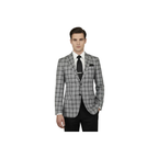 Men Sport Coat by Berlusconi Turkey Soft European Plaid #MK80 06 Black Gray