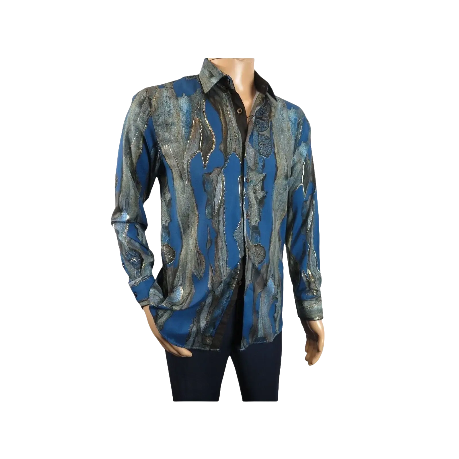 Men Sports Shirt by DE - NIKO Long Sleeves Fashion Print Modal Nk20188 Teal Blue - J.Valintin Men's Wear Legend - 99401