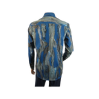 Men Sports Shirt by DE - NIKO Long Sleeves Fashion Print Modal Nk20188 Teal Blue - J.Valintin Men's Wear Legend - 99401