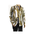 Men Sports Shirt by DE - NIKO Long Sleeves Fashion Print Modal Nk20188 White Olive - J.Valintin Men's Wear Legend - 99395