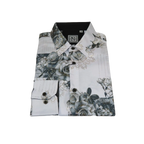 Men Sports Shirt by DE - NIKO Long Sleeves Fashion Print Soft Modal 2007020 White - J.Valintin Men's Wear Legend - 99413