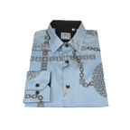 Men Sports Shirt by DE - NIKO Long Sleeves Fashion Print Soft Modal 2F008 Gray - J.Valintin Men's Wear Legend - 99371