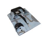 Men Sports Shirt by DE - NIKO Long Sleeves Fashion Print Soft Modal 2F008 Gray - J.Valintin Men's Wear Legend - 99371