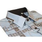 Men Sports Shirt by DE - NIKO Long Sleeves Fashion Print Soft Modal 2F008 Gray - J.Valintin Men's Wear Legend - 99371