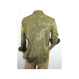 Men Sports Shirt by DE - NIKO Long Sleeves Fashion Print Soft Modal 2F008 Olive - J.Valintin Men's Wear Legend - 99359