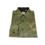 Men Sports Shirt by DE - NIKO Long Sleeves Fashion Print Soft Modal 2F008 Olive - J.Valintin Men's Wear Legend - 99359
