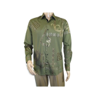 Men Sports Shirt by DE - NIKO Long Sleeves Fashion Print Soft Modal 2F008 Olive - J.Valintin Men's Wear Legend - 99359