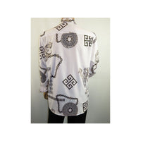 Men Sports Shirt by DE - NIKO Long Sleeves Fashion Print Soft Modal 2F008 White - J.Valintin Men's Wear Legend - 99365