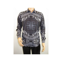 Men Sports Shirt by DE - NIKO Long Sleeves Fashion Print Soft Modal DNK6902 Black - J.Valintin Men's Wear Legend - 100141