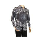 Men Sports Shirt by DE - NIKO Long Sleeves Fashion Print Soft Modal DNK6902 Black - J.Valintin Men's Wear Legend - 100141