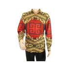 Men Sports Shirt by DE - NIKO Long Sleeves Fashion Print Soft Modal DNK6902 Red - J.Valintin Men's Wear Legend - 100136