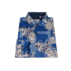 Men Sports Shirt by DE - NIKO Long Sleeves Fashion Print Soft Modal DSA125 Navy - J.Valintin Men's Wear Legend - 99383