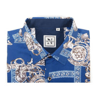 Men Sports Shirt by DE - NIKO Long Sleeves Fashion Print Soft Modal DSA125 Navy - J.Valintin Men's Wear Legend - 99383