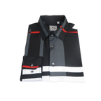 Men Sports Shirt by DE - NIKO Long Sleeves Fashion Print Soft Modal NK1010 Black - J.Valintin Men's Wear Legend - 100156