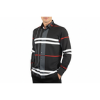 Men Sports Shirt by DE-NIKO Long Sleeves Fashion Print Soft Modal NK1010 Black