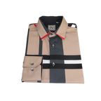 Men Sports Shirt by DE - NIKO Long Sleeves Fashion Print Soft Modal NK1010 Tan - J.Valintin Men's Wear Legend - 100151