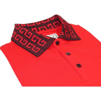 Men Sports Shirt DE - NIKO Short Sleeves Cotton Fashion Polo Shirt DBK109 Red - J.Valintin Men's Wear Legend - 99317