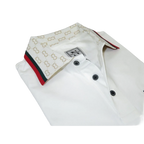 Men Sports Shirt DE - NIKO Short Sleeves Cotton Fashion Polo Shirt DBK113 White - J.Valintin Men's Wear Legend - 99353