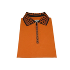 Men Sports Shirt DE - NIKO Short Sleeves Cotton Zipper Polo Shirt DBK104 Rust - J.Valintin Men's Wear Legend - 99341