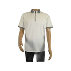 Men Sports Shirt DE - NIKO Short Sleeves Cotton Zipper Polo Shirt DBK104 White - J.Valintin Men's Wear Legend - 99335