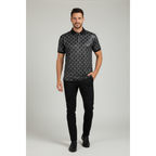 Men Sports Shirt DE-NIKO Short Sleeves Soft Modal Fashion Polo Shirt G1121 Black