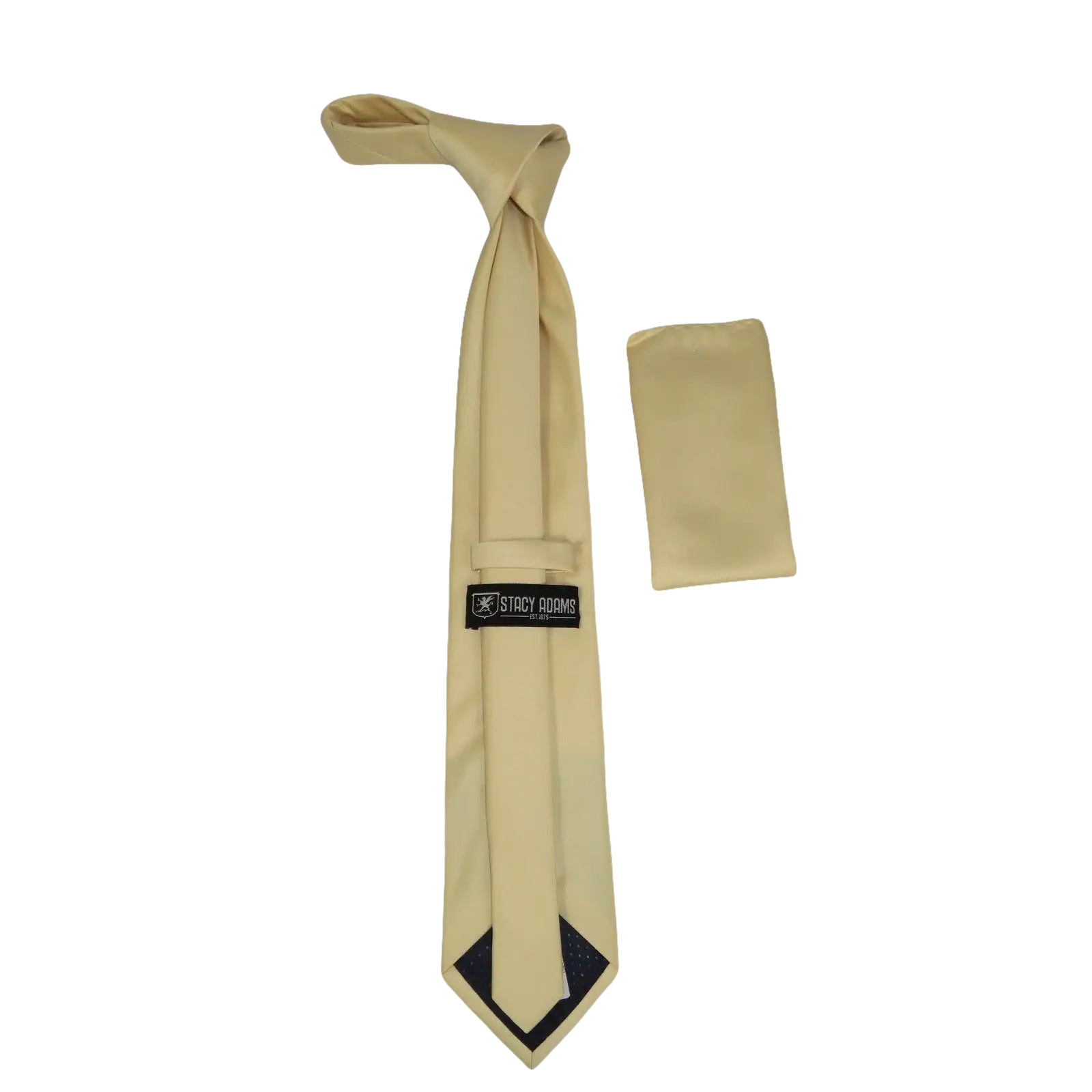 Men Stacy Adams Neck tie Hanky Set Business Formal Solid Color Satin S13 Beige - J.Valintin Men's Wear Legend - 24789