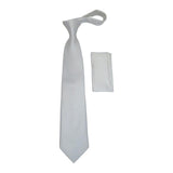 Men Stacy Adams Neck tie Hanky Set Business Formal Solid Color Satin Sta1 White - J.Valintin Men's Wear Legend - sta1 - white