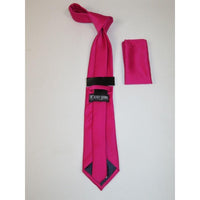 Men Stacy Adams Neck tie Hanky Set Business Formal Solid Satin S16 Hot Pink - J.Valintin Men's Wear Legend - 24792