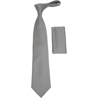 Men Stacy Adams Tie Hankie Solid Satin Silky 322 H Silver Gray - J.Valintin Men's Wear Legend - 31509