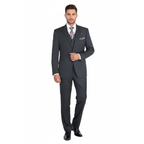 Men Suit ADOLFO 3Pc 100% Soft Wool Vested Business Formal 2 Button 1608 Charcoal