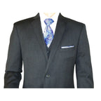 Men Suit ADOLFO 3Pc 100% Soft Wool Vested Business Formal 2 Button 1608 Charcoal - J.Valintin Men's Wear Legend - 26748
