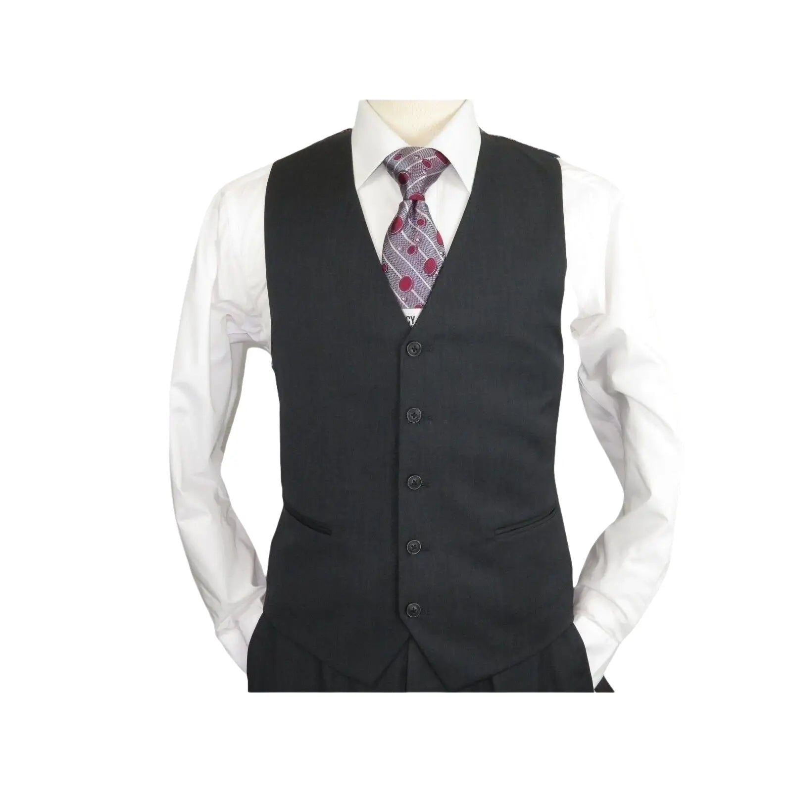 Men Suit ADOLFO 3Pc 100% Soft Wool Vested Business Formal 2 Button 1608 Charcoal - J.Valintin Men's Wear Legend - 26748