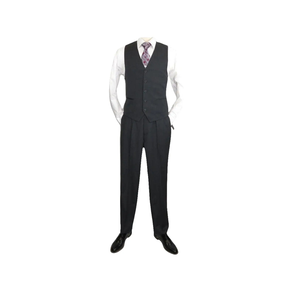 Men Suit ADOLFO 3Pc 100% Soft Wool Vested Business Formal 2 Button 1608 Charcoal - J.Valintin Men's Wear Legend - 26748