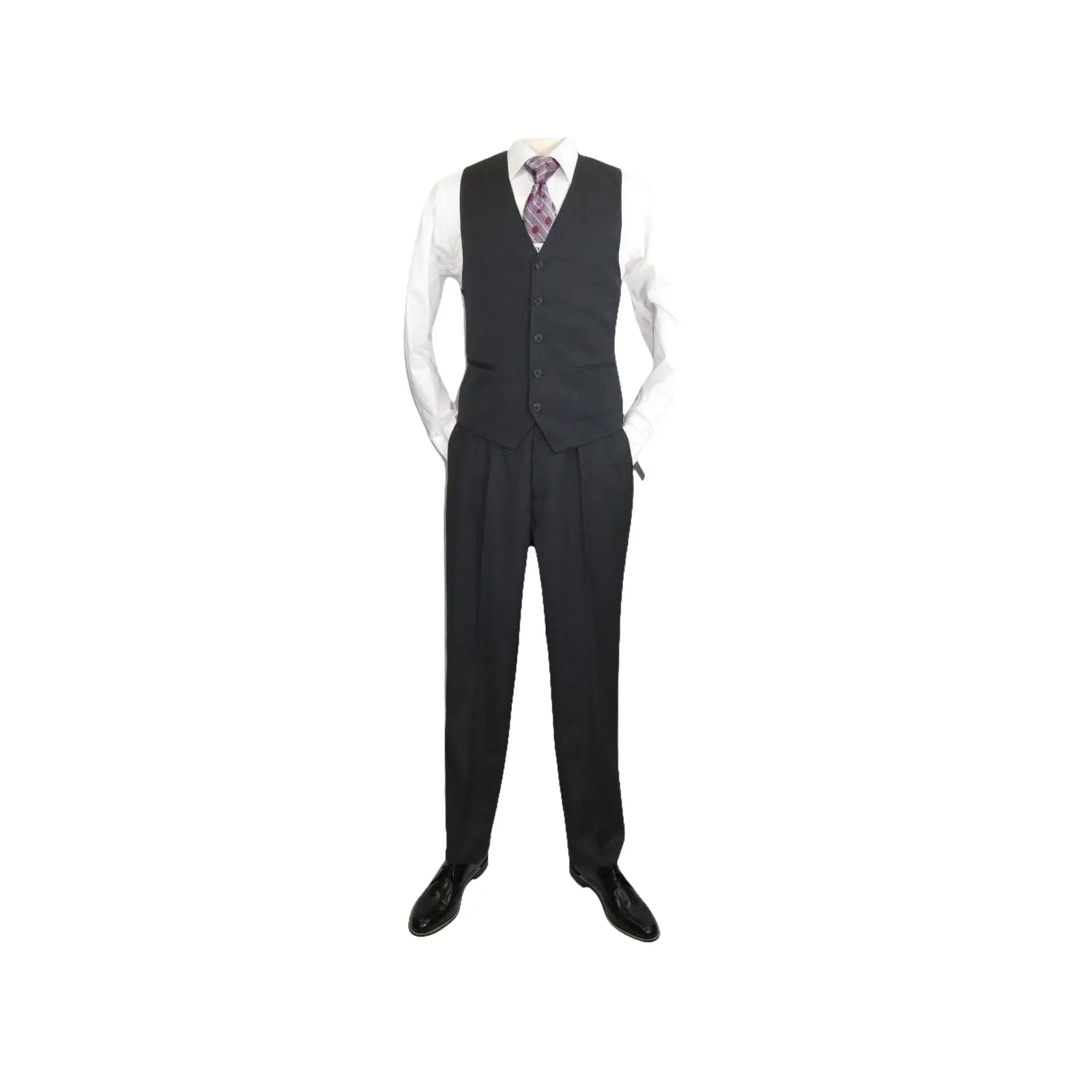Men Suit ADOLFO 3Pc 100% Soft Wool Vested Business Formal 2 Button 1608 Charcoal - J.Valintin Men's Wear Legend - 26748