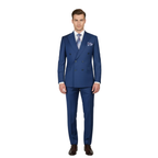 Men Suit BERLUSCONI Turkey 100% Italian Wool 180's Double Breasted #Ber22 Blue