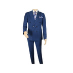 Men Suit BERLUSCONI Turkey 100% Italian Wool 180's Double Breasted #Ber22 Blue - J.Valintin Men's Wear Legend - 98622