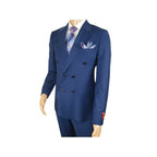 Men Suit BERLUSCONI Turkey 100% Italian Wool 180's Double Breasted #Ber22 Blue - J.Valintin Men's Wear Legend - 98622