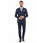 Men Suit BERLUSCONI Turkey 100% Italian Wool 180's Double Breasted #Ber32 Navy