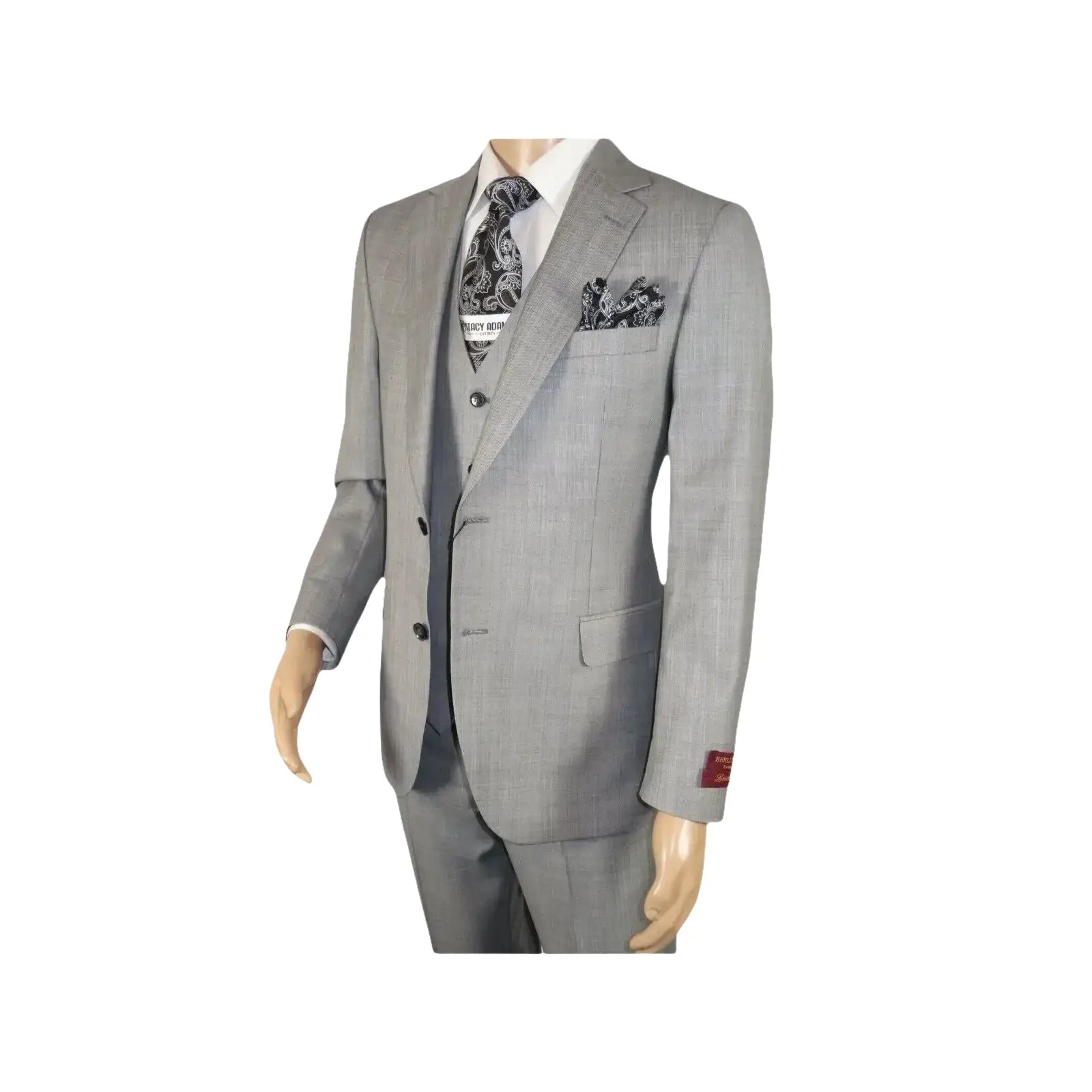Men Suit BERLUSCONI Turkey 100% Italian Wool Super 180's 3pc Vested #Ber10 Gray - J.Valintin Men's Wear Legend - 98538