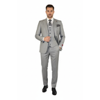 Men Suit BERLUSCONI Turkey 100% Italian Wool Super 180's 3pc Vested #Ber10 Gray