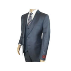 Men Suit BERLUSCONI Turkey 100% Italian Wool Super 180's 3pc Vested #Ber11 Blue - J.Valintin Men's Wear Legend - 98545