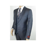 Men Suit BERLUSCONI Turkey 100% Italian Wool Super 180's 3pc Vested #Ber11 Blue - J.Valintin Men's Wear Legend - 98545